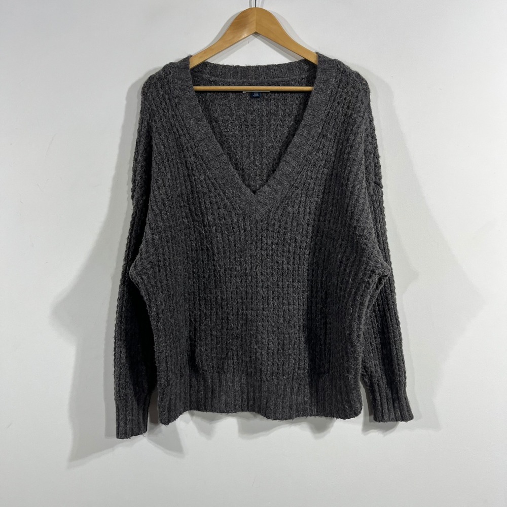 American Eagle Y2K Granola Minimalist Boho Oversized Waffle Knit Sweater Small